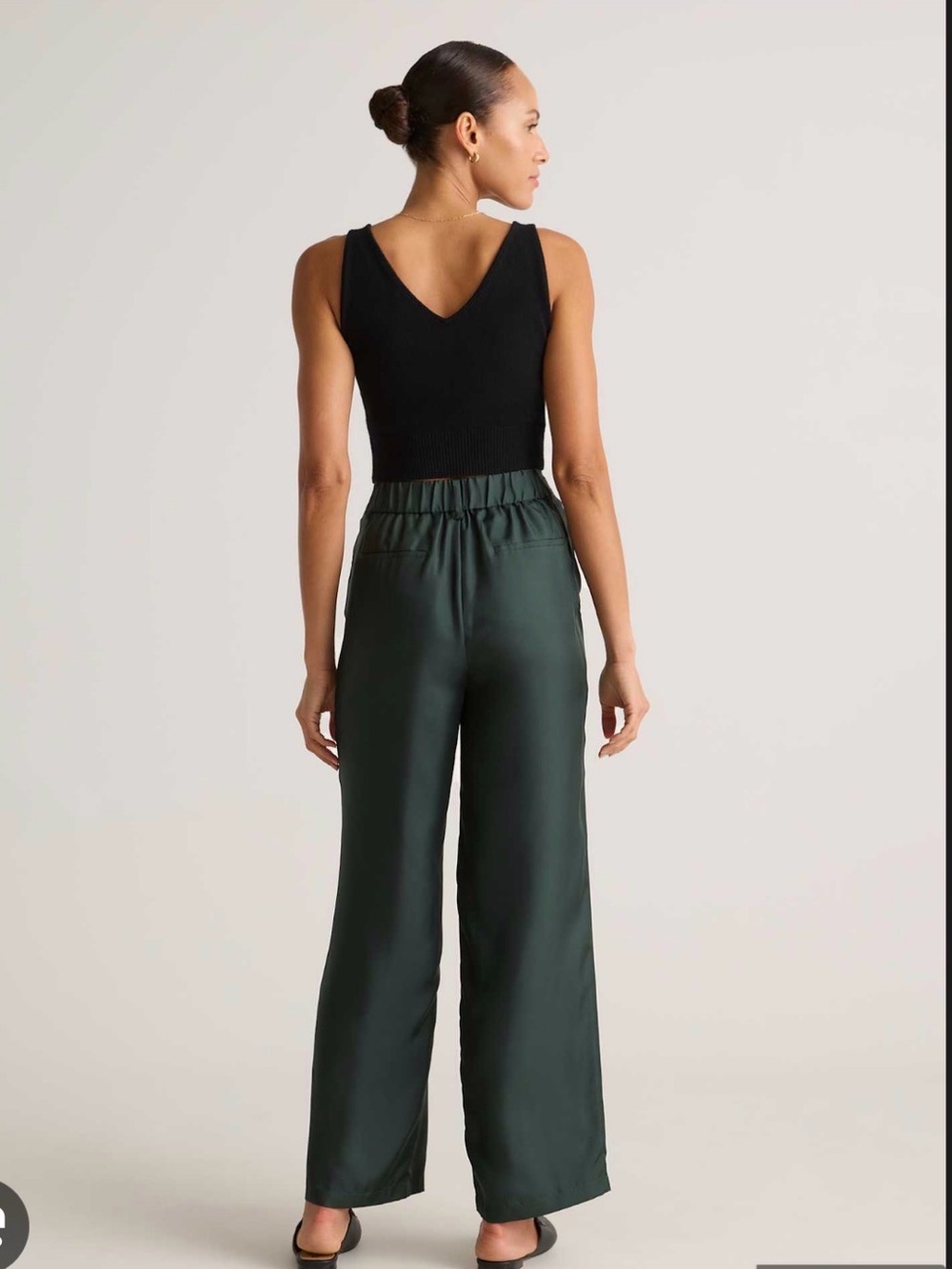 Quince 100% Silk Wool Trousers Forest Green Sz 8 - Picture 2 of 10
